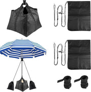Set di 3 Ombrelli da Spiaggia con Pieghevoli Cerniere di Fissaggio per Sabbia, Maniglie Regolabili e Sacchi per Ombrelli da Spiaggia per Esterno, Terrazza e Giardino (Nero)