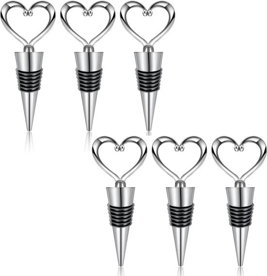 6 pezzi di tappi per bottiglia di vino - Tappi per bottiglia di vino riciclabili - Tappi per bottiglia di vino a forma di cuore - Tappi di uscita per bottiglia di vino - Tappi per bottiglia di vino a forma di cuore