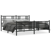 Letto matrimoniale | Letto per adulti | Giroletto con Testiera e Pediera Metallo Nero 183x213 cm