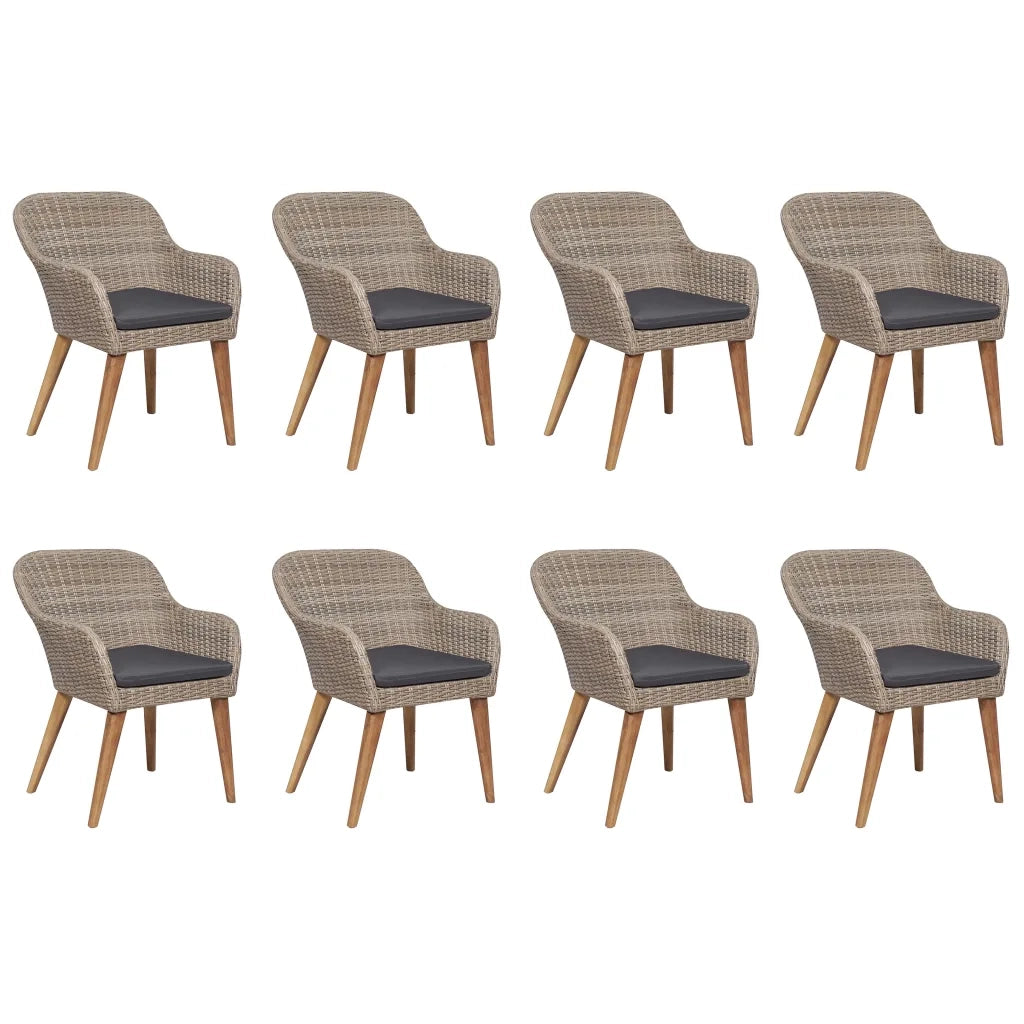 Set da Pranzo da Giardino 9 pz in Polyrattan Marrone cod mxl 46187