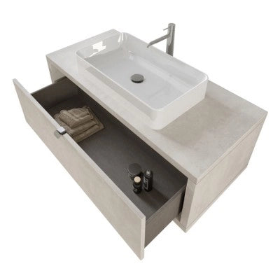 Mobile bagno sospeso 110 cm grigio chiaro con lavabo da appoggio e specchio Master
