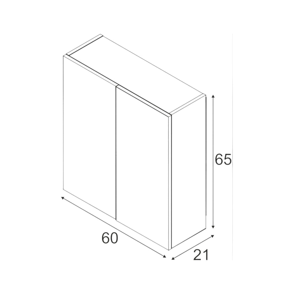 Mobile Pensile Bagno Andaluso, Mobile colonna per bagno, Armadietto sospeso, colore Bianco lucido, cm 60x21h65 - 2 ante