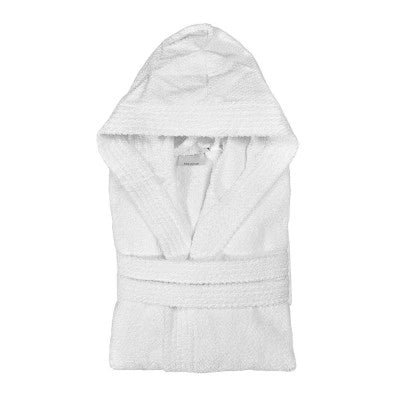 Accappatoio bianco 100% cotone taglia S con tasche cappuccio e cintura
