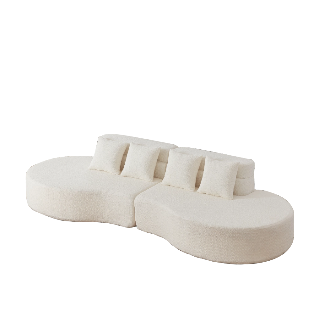 Divano modulare 310x110x65 cm beige, 2 moduli combinabili, memory foam e ciniglia
