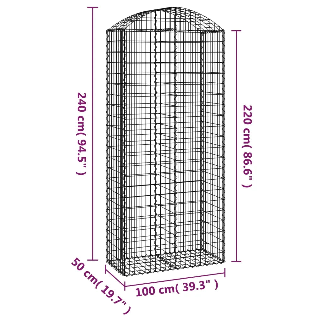 Cesto Gabbione ad Arco 100x50x220/240 cm Ferro Zincato