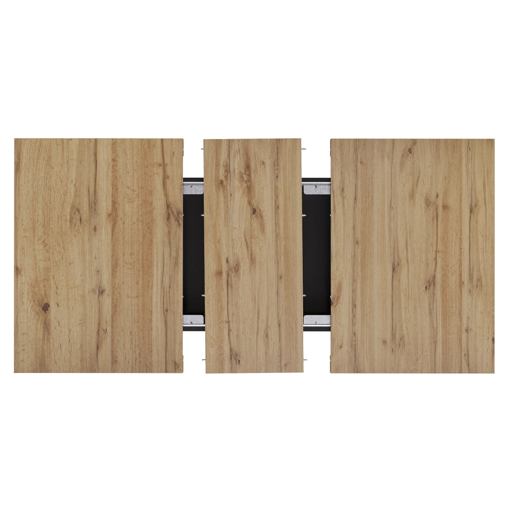 Tavolo da pranzo 110x80x75 cm estendibile con cassetti e vano con chiusura magnetica in MDF e metallo naturale