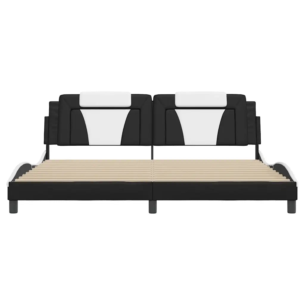 Giroletto Viana senza Materasso Bianco e Nero 200x200 cm in Similpelle 3208122
