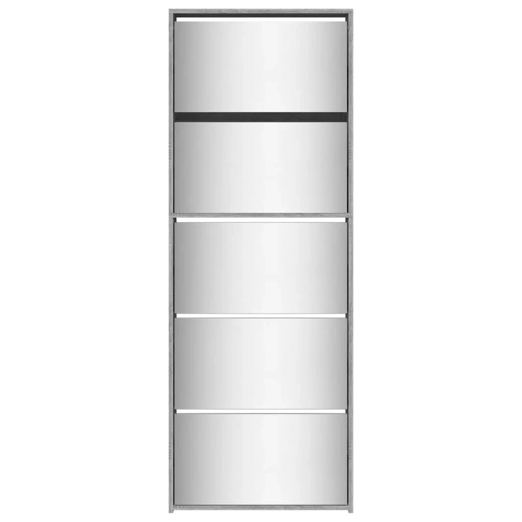 Scarpiera mobile contenitore per scarpe mobile per ingresso/corridoio/soggiorno con specchio 5 ripiani finitura rovere Sonoma 63 x 17 x 169,5 cm grigio 02_0021891