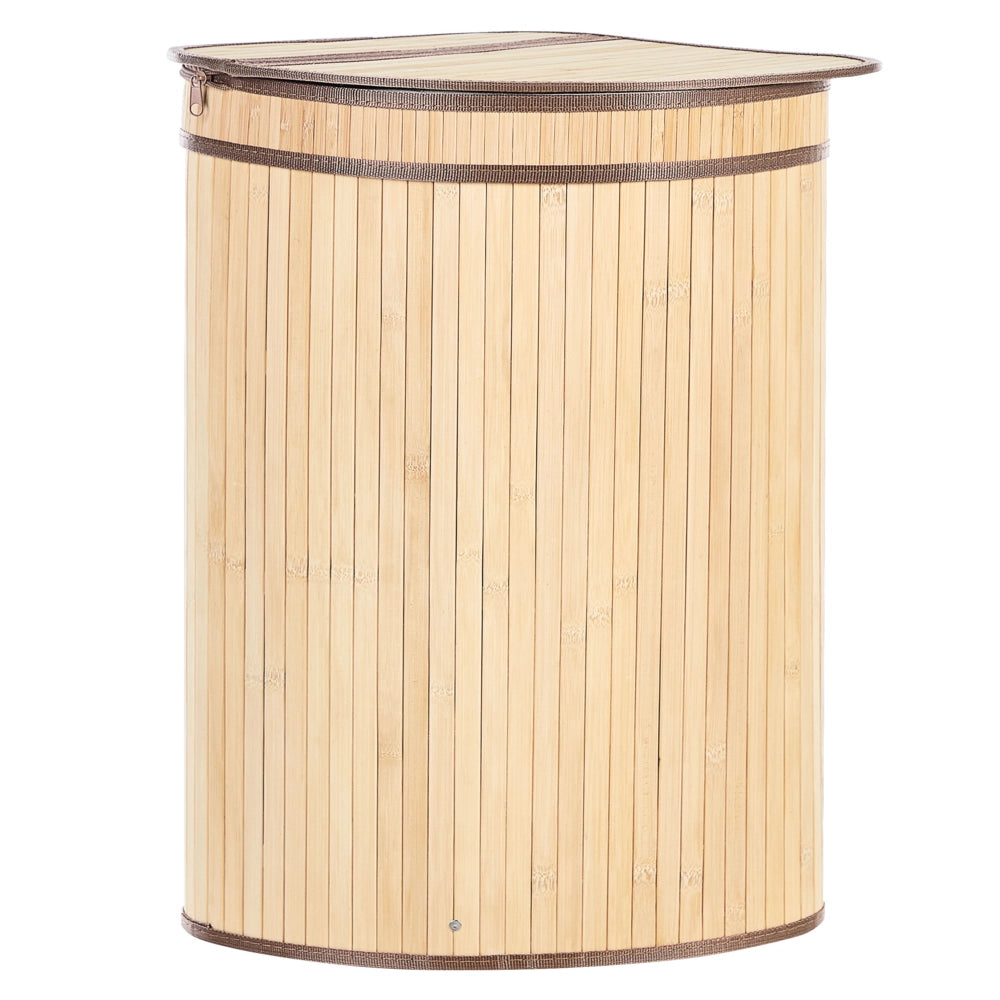 Cestino portaoggetti in bambù marrone chiaro  con coperchio Cestino per biancheria Accessori pratici lavanderia bucato