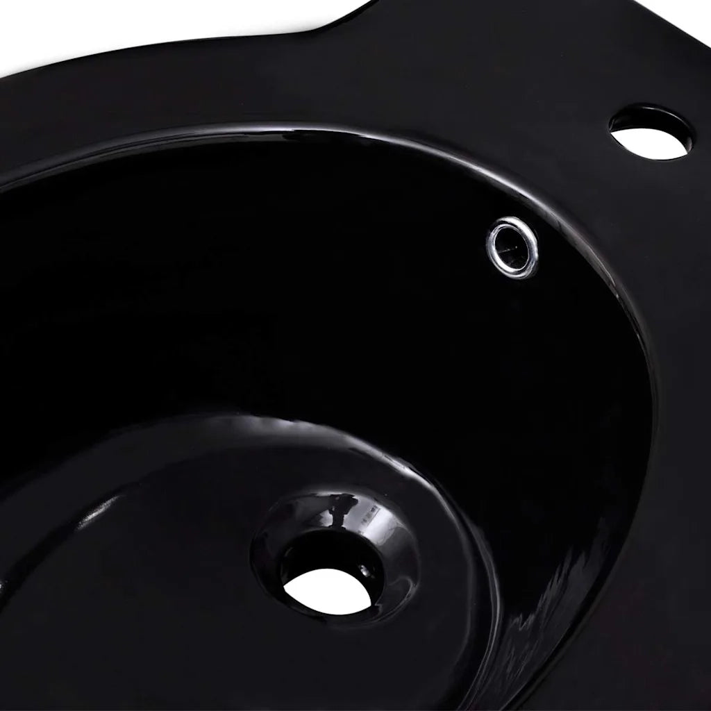 Bid¨¨ Rotondo in Ceramica di Alta Qualit¨¤ con Piede Nero CFW5783755