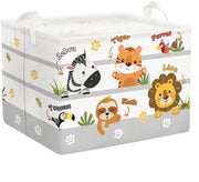 36L cassa di stoccaggio per bambini con maniglia, con disegno di animali zebra, leone, tigre e altri, per la camera da letto o la bagno dei bambini