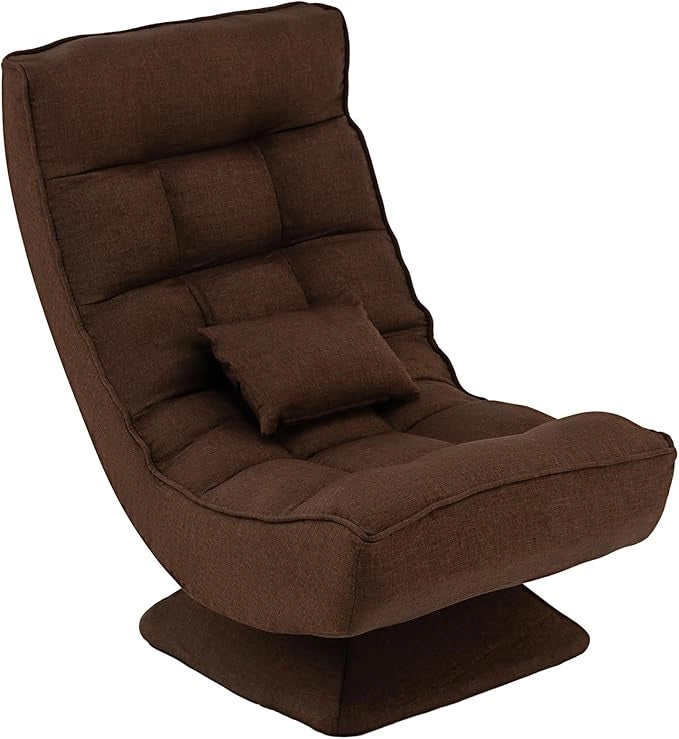 Chaise longue da Pavimento Pieghevole, Sedia da Gioco da Pavimento con Schienale Regolabile in 5 Posizioni, Divano Reclinabile da Interno (Marrone)
