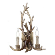 Trade Shop - Applique Country A Forma Di Corna Di Cervo Lampada Muro Retro 2 Portalampada E45 - Marrone
