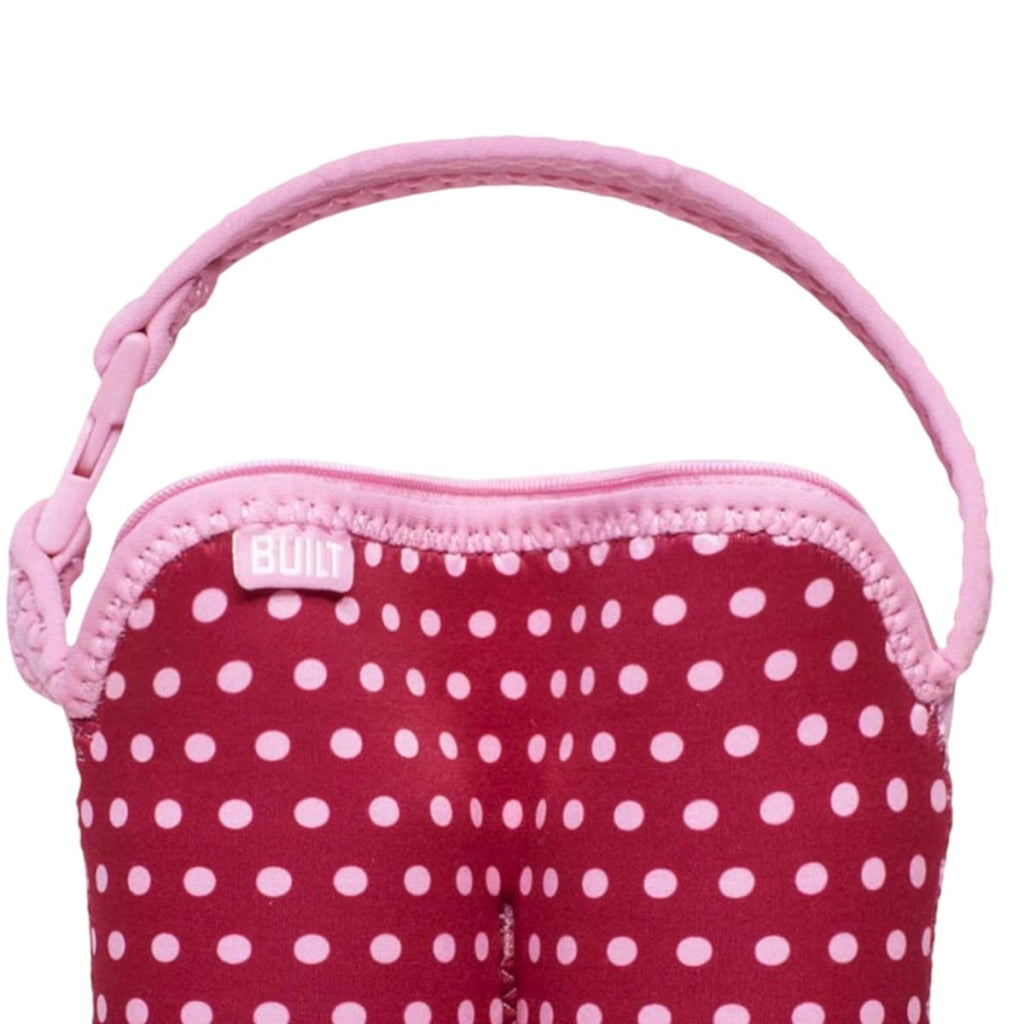 Borsa termica con cerniera per due biberon, motivo a pois, con tracolla rimovibile Rosa Built