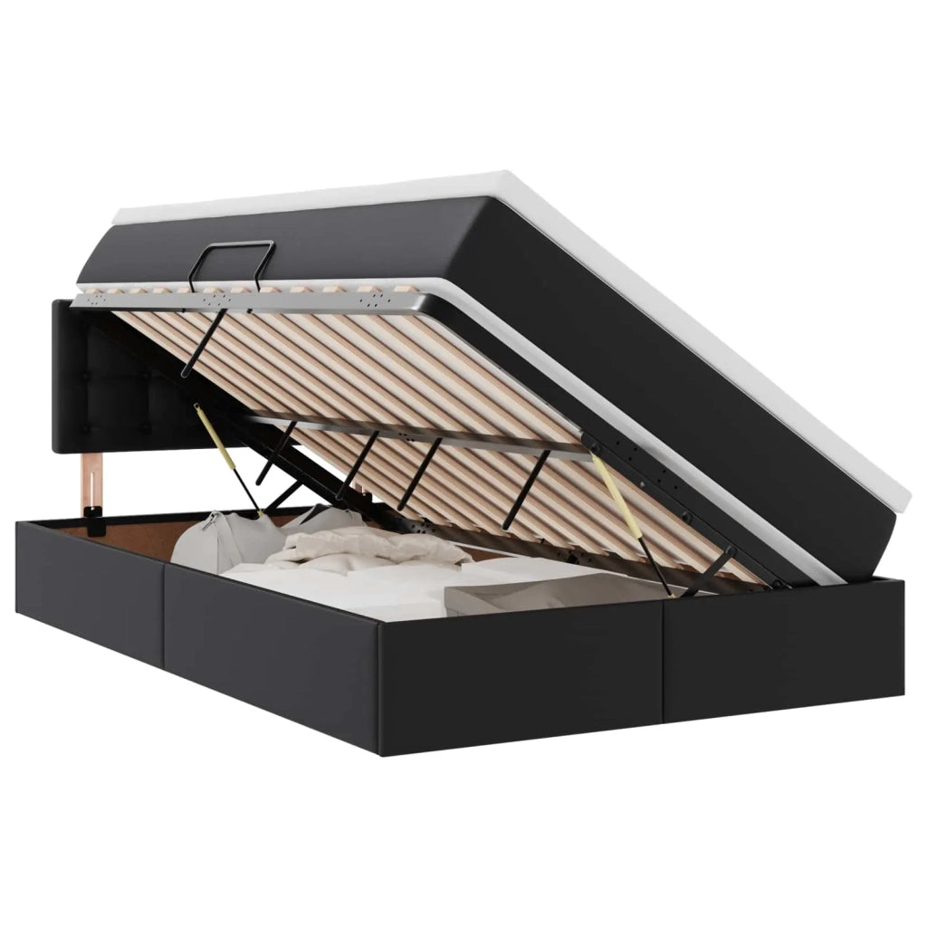 Letto con contenitore e materasso Nero 120 x 190 cm