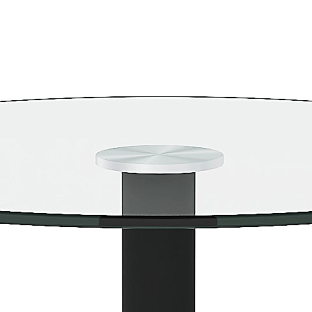 Tavolo bar rotondo in vetro trasparente e metallo nero Ø 89 cm