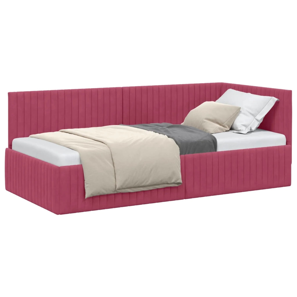 Cornice del letto ad angolo Rosso Vino 90 cm x 190 cm Velluto 42016260