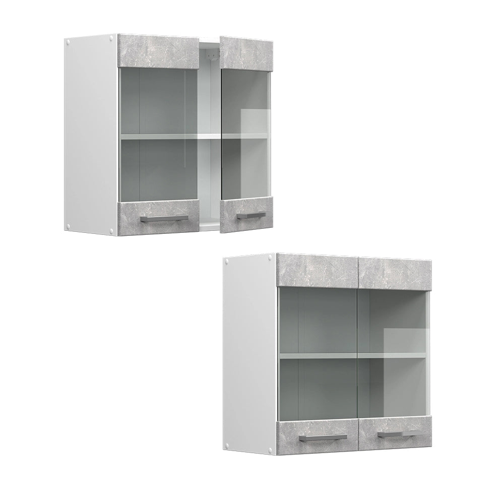 Vicco Pensile universale Calcestruzzo 60 cm con ante in vetro
