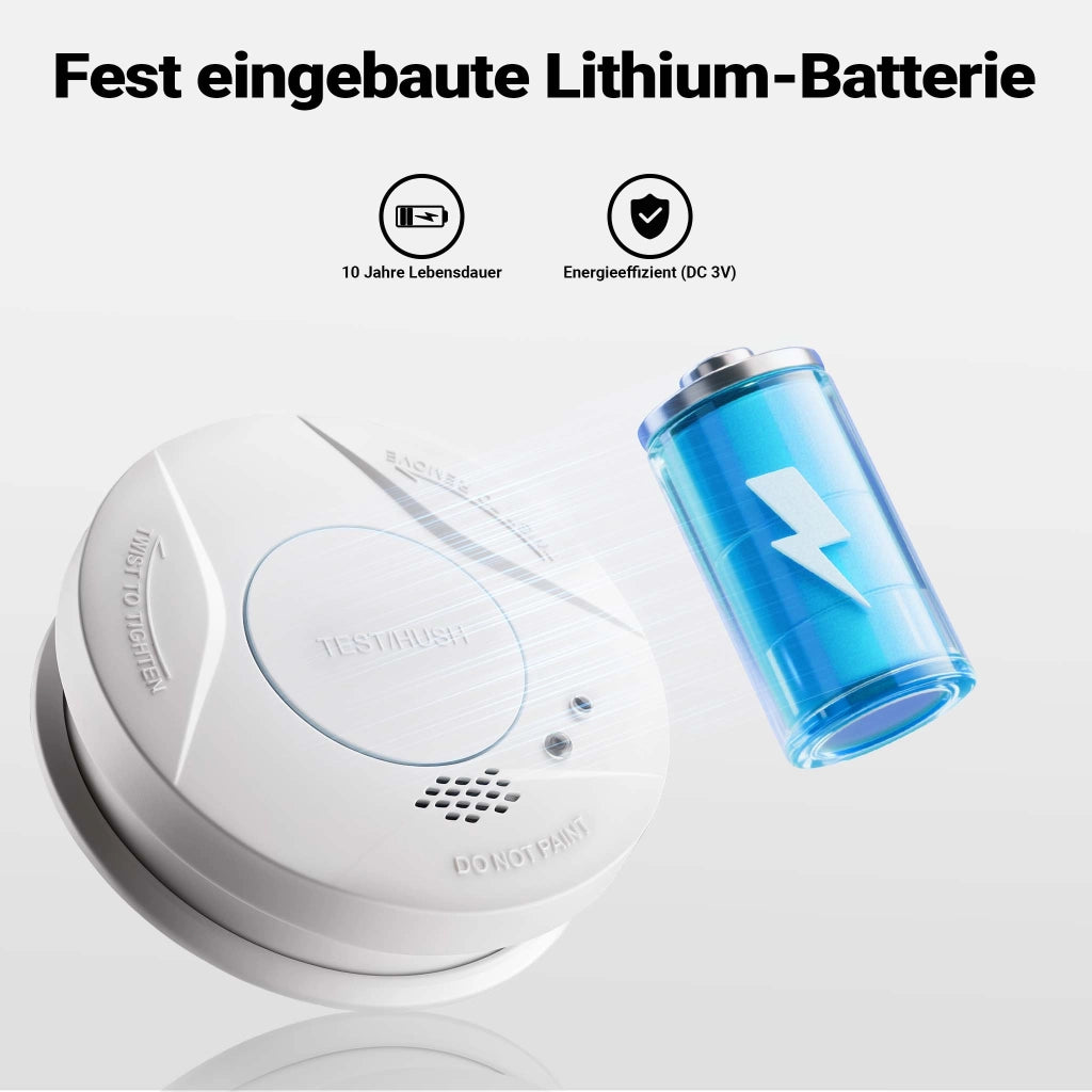 Set 120x Rilevatore di fumo con batteria fissa da 3 V, 10 anni senza manutenzione, allarme antincendio con funzione HUSH, sensore antifumo fotoelettrico affidabile con potenza sonora di 85 dB