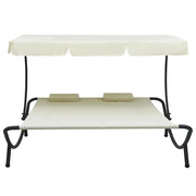 Lettino Prendisole con Baldacchino e Cuscini Bianco Crema 48068