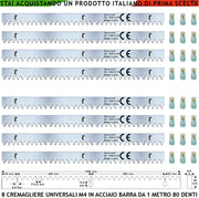 Barre Cremagliera Universale M4 Otto Moduli da 1 MT in Acciaio Zincato 12X30 mm Portata 22 Q.li Max 30 Q.li Con 80 Denti Fissaggio Tre Bulloni Per Metro Ricambio Cancello Scorrevole Giunture Contatto