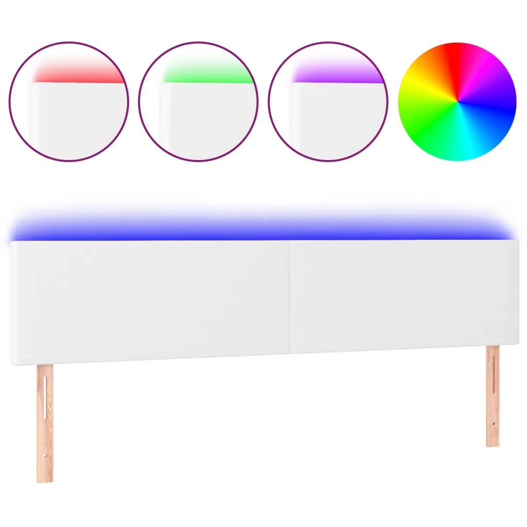 Testiera Bianca a LED-Testata-Testiera Decorativa 160x5x78/88 cm in Similpelle 969313