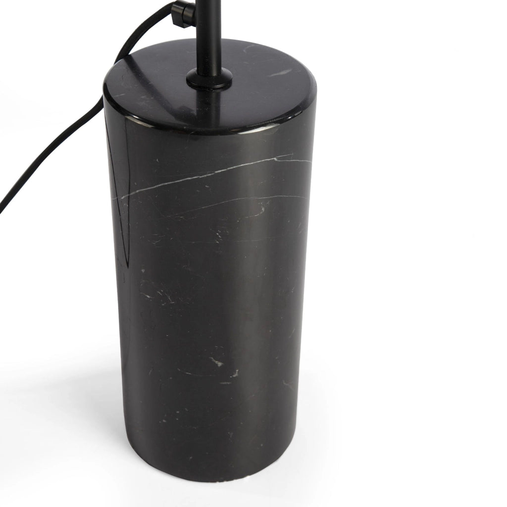 Lampada da terra in marmo nero e acciaio nero