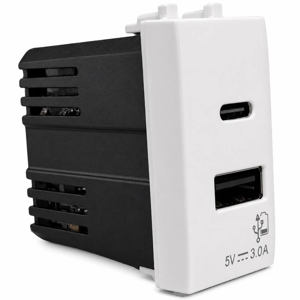 Alimentatore usb ave domus 441082usbac ricarica rapida 3a bianco