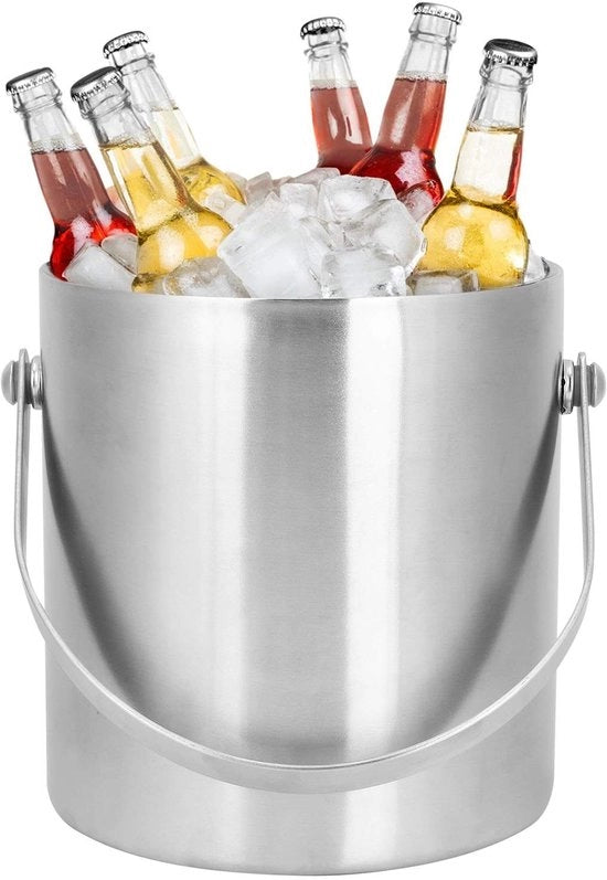 Emmer a doppia parete da 2 litri con alta capacità - Champagne-emmer isolato - emmer per cubetti di ghiaccio con coperchio - emmer con maniglia per ghiaccio per party in casa - KTV - commerciale per raffreddare birra.