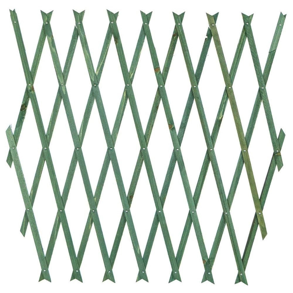 Trade Shop - Traliccio Rete Estensibile In Legno Verde Per Parete Da Giardino Piante 180x30cm -