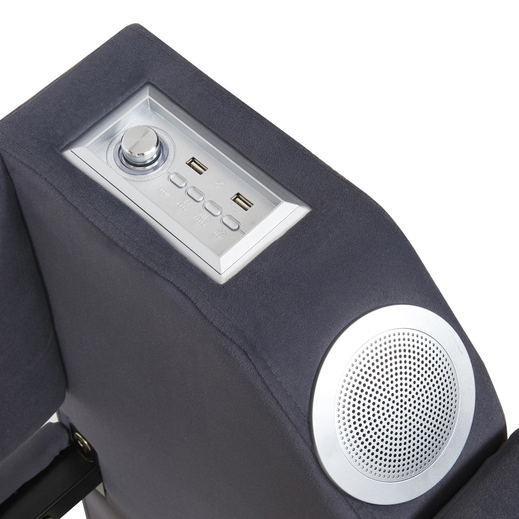 Divano letto imbottito con estensione idraulica 90/180x190 cm; velluto grigio; con Bluetooth e USB