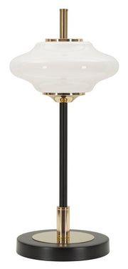 Lampada da Tavolo Vintage Ø22x46 cm in Ferro e Vetro Oro e Nero e Bianco