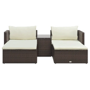 Set Divani da Giardino 5 pz con Cuscini in Polyrattan Marrone 47812