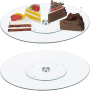 Set di piatti rotanti per torta da 2 pezzi - diametro 30 cm - servizio e decorazione di torte - piatto per torta di vetro - trasparente