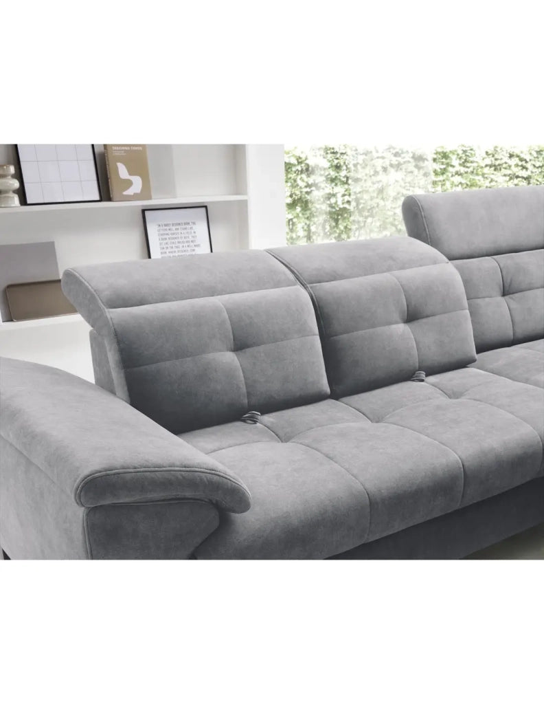 Divano ad angolo Grigio 5 posti angolo destro design moderno INFERNO