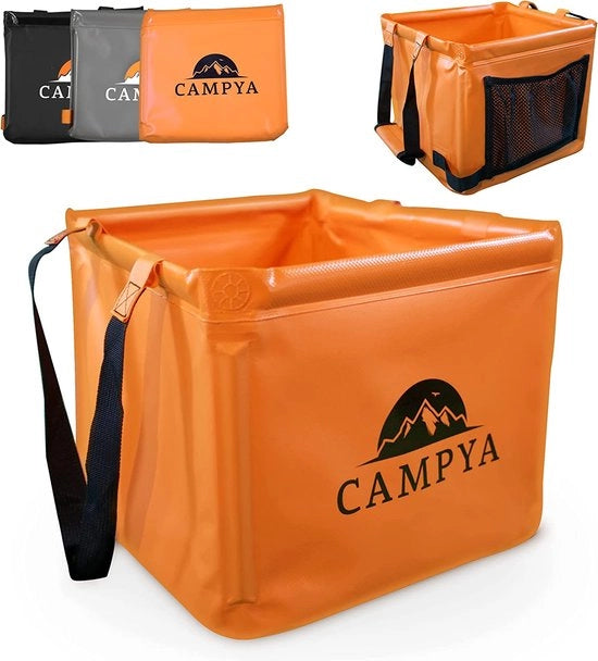 Vasca da stiro con taselli e maniglia di comfort, capacità 22 litri, lavello, camper, pieghevole, 24 x 30 x 30 cm, lavello, lavello, vasca da lavaggio, contenitore pieghevole, lavello esterno, arancione