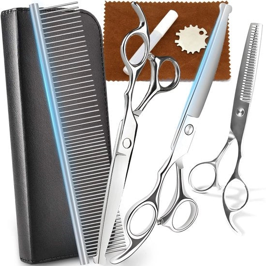 Set di taglieri per cani 9 in 1 - Kit di cura del pelo professionale - Coltellini in acciaio inossidabile - Maniglie antiscivolo - Punti di sicurezza - Disegno ergonomico