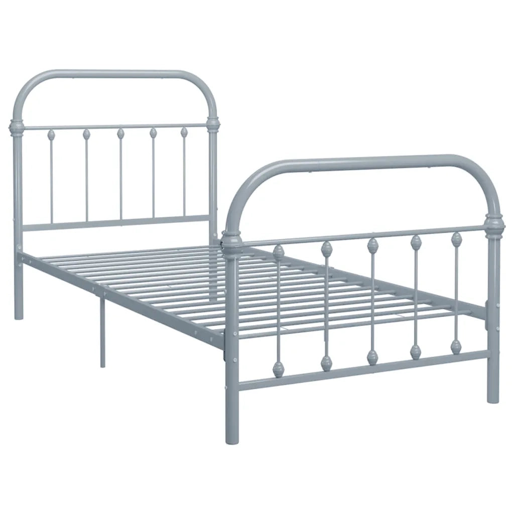 Letto singolo | Letto per adulti | Giroletto Grigio in Metallo 90x200 cm