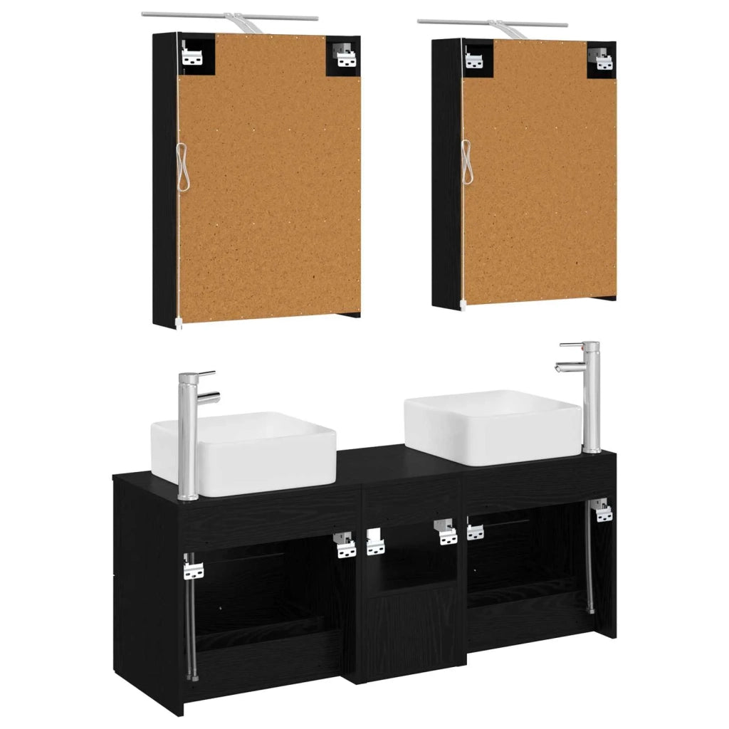 Set di mobili per il bagno 5 pcs Rovere Nero 3406752