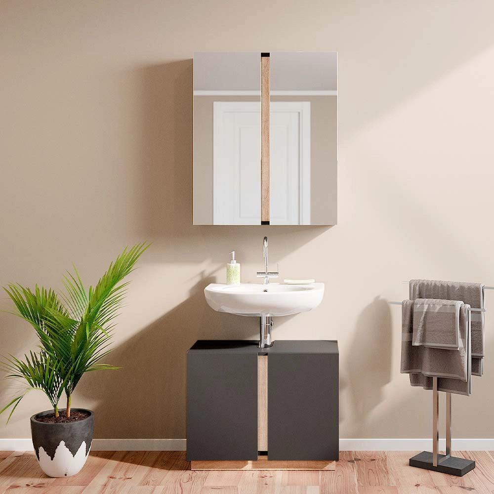 Vicco Set di mobili da bagno Antracite 2 parti