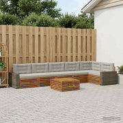 Set di divani da esterno 7 pz Naturale e Grigio Chiaro 3383459
