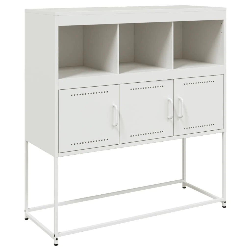 Buffet credenza cassettiera armadio mobile contenitore organizer per cucina soggiorno salotto 100,5 x 39 x 107 cm acciaio bianco 02_0030144