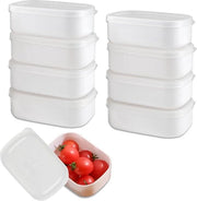 8 contenitori di congelamento in plastica con coperchio - 280 ml - Bianco - Resistenti al forno a microonde e lavastoviglie - Contenitori per meal prep in freezer