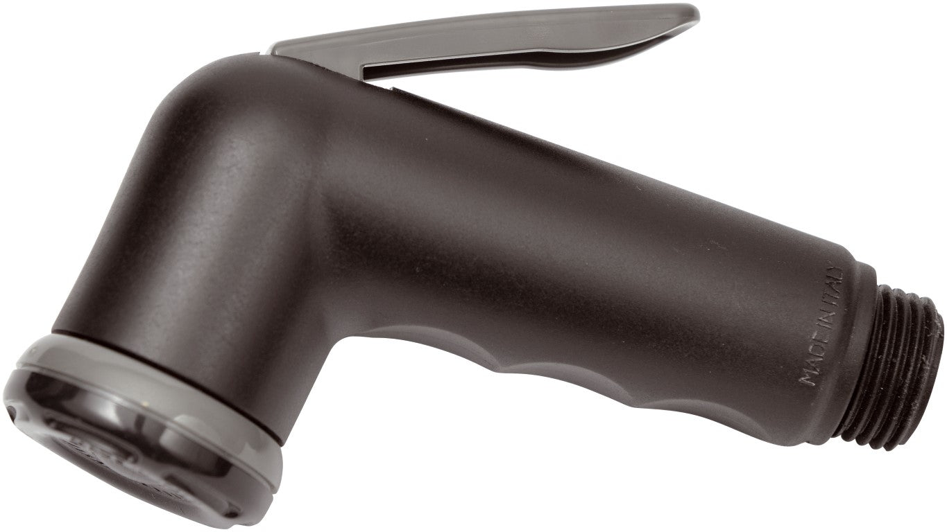 Doccetta shut-off nera opaco in abs stampata made in italy.