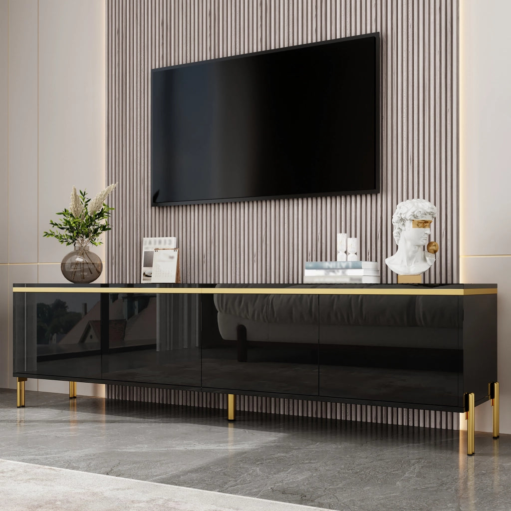 Cassettiera per TV nera in truciolare; lunghezza 170 cm