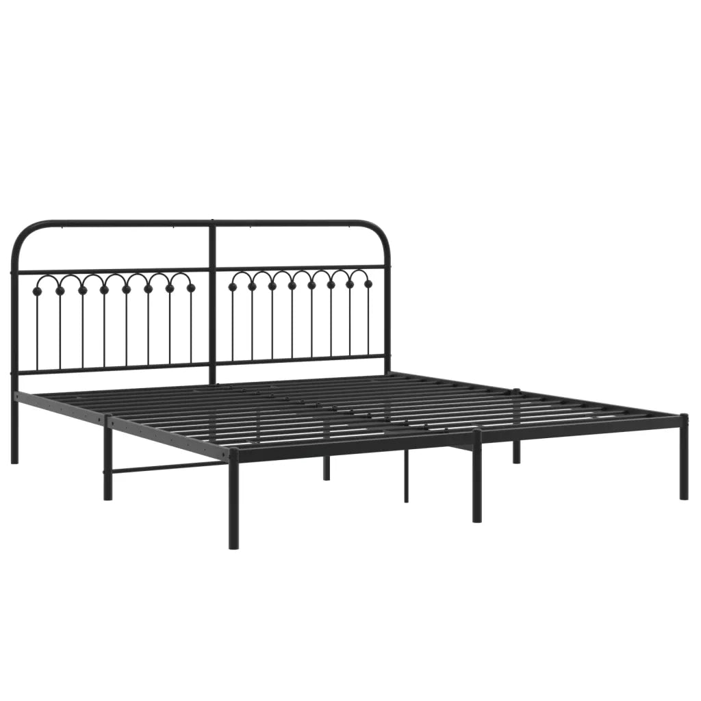 Giroletto con Testiera-Struttura Letto con testiera in Metallo Nero 183x213 cm 869180