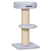 Albero per gatti, portata 30 kg, albero gioco con palo per graffiare, piattaforma, sisal, azzurro, 45x45x91 cm