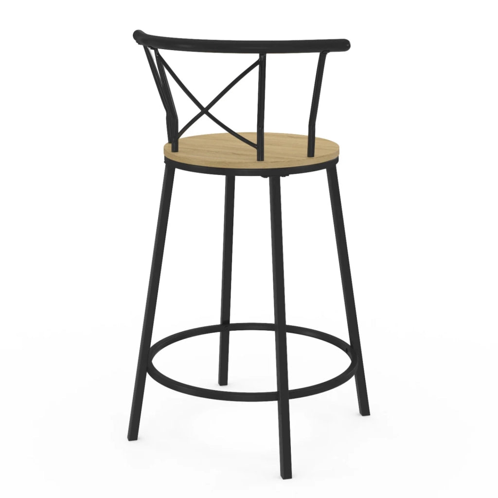 IDMarket - Set di 4 sgabelli da bar bistrot DETROIT con schienale arrotondato dal design industriale