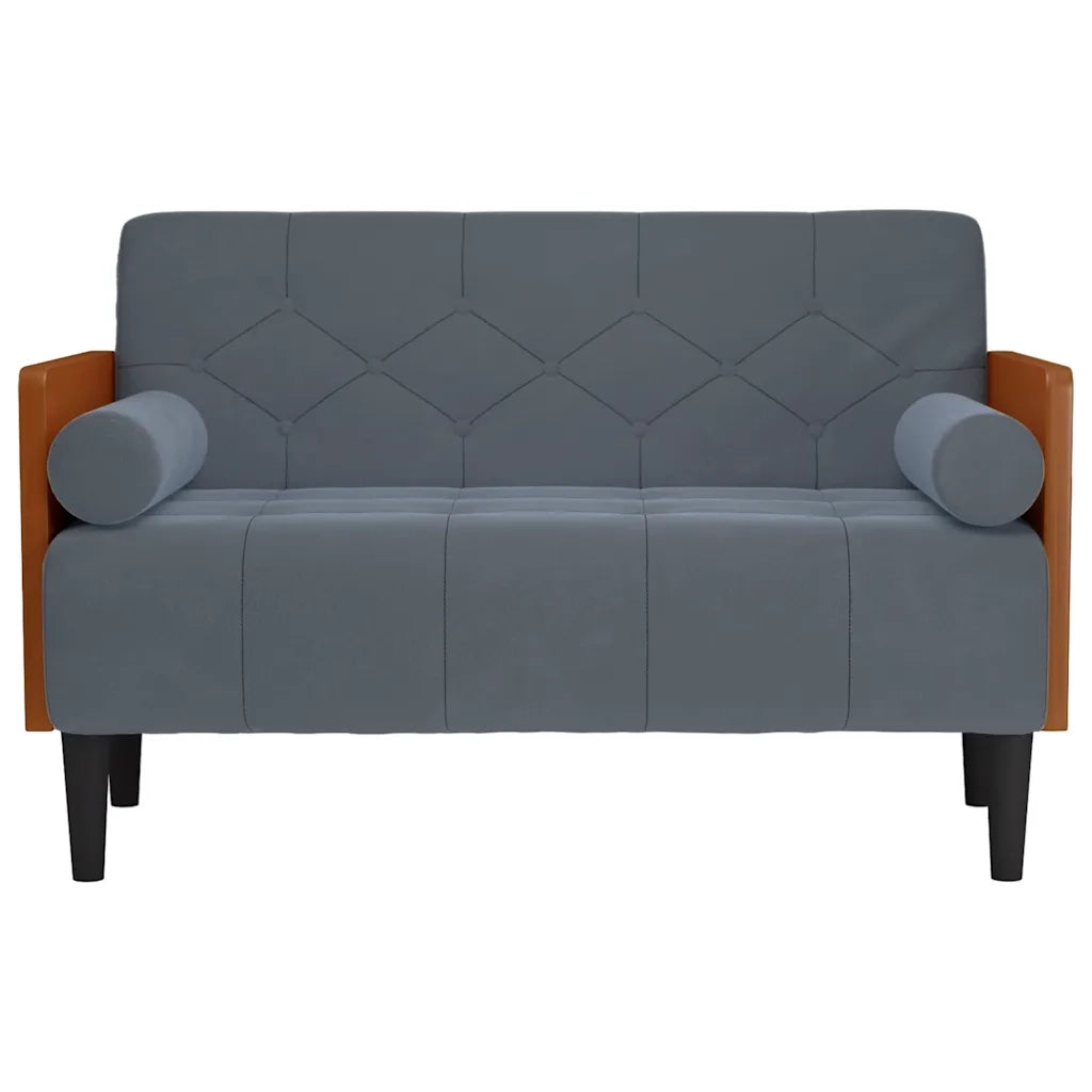 Divano | Divano da soggiorno | Sofa Divanetto con Cuscini Bolster Grigio Scuro 110 cm