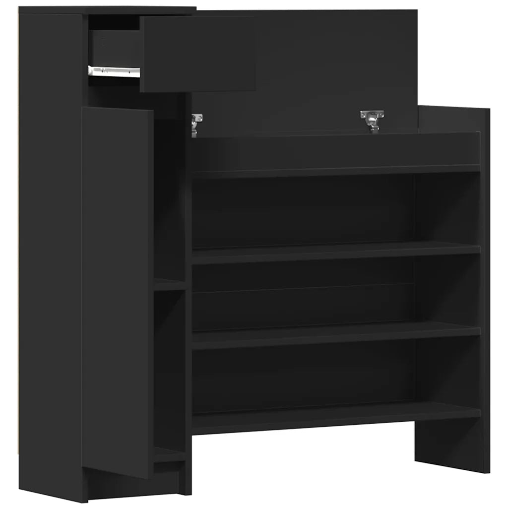 Scarpiera-Scaffale per scarpe Nera 100,5x28x100 cm in Legno Multistrato